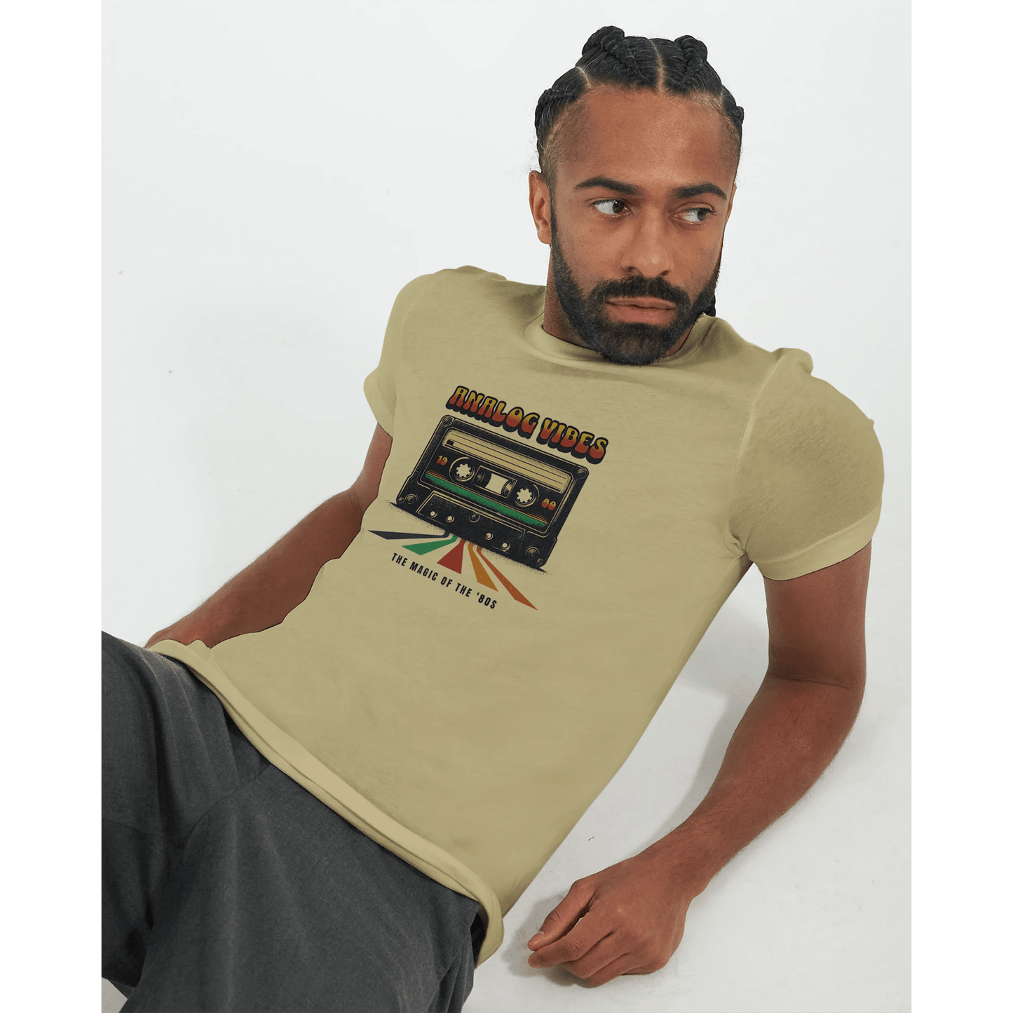 Analog Vibes | Premium herre t - skjorte med figurnær passform - Print Material - Iskyns.no