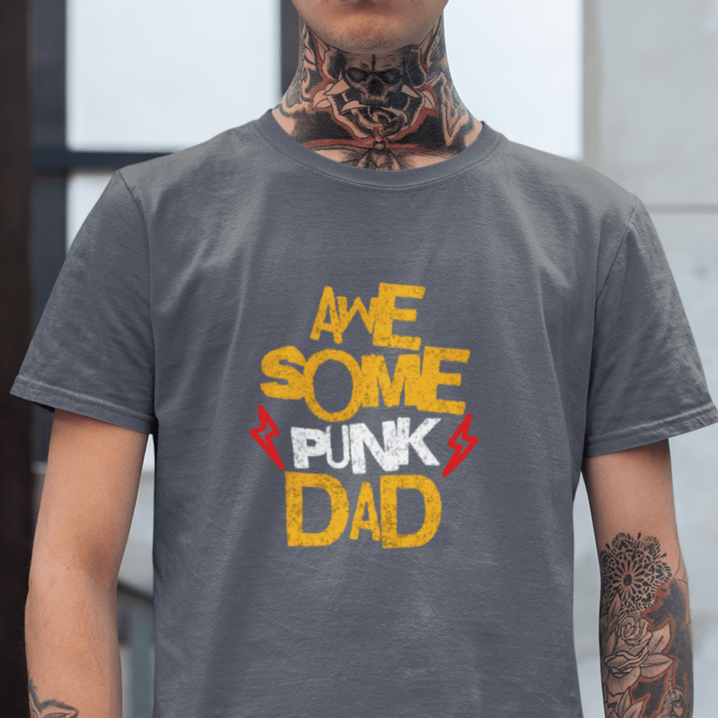 Awesome Punk Dad | Tøff t - skjorte for punkpappa - Print Material - Iskyns.no