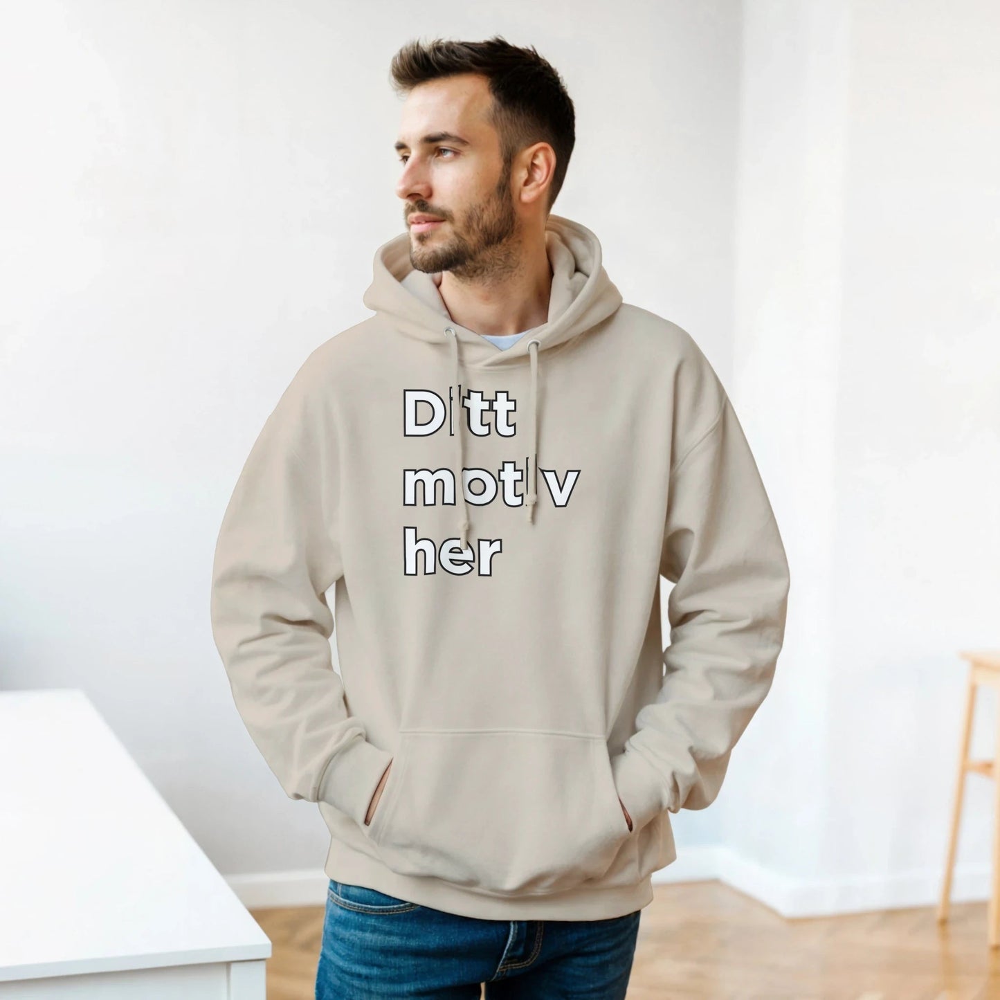 Design din egen hettegenser | Unisex hettegenser med klassisk passform - Print Material - Iskyns.no