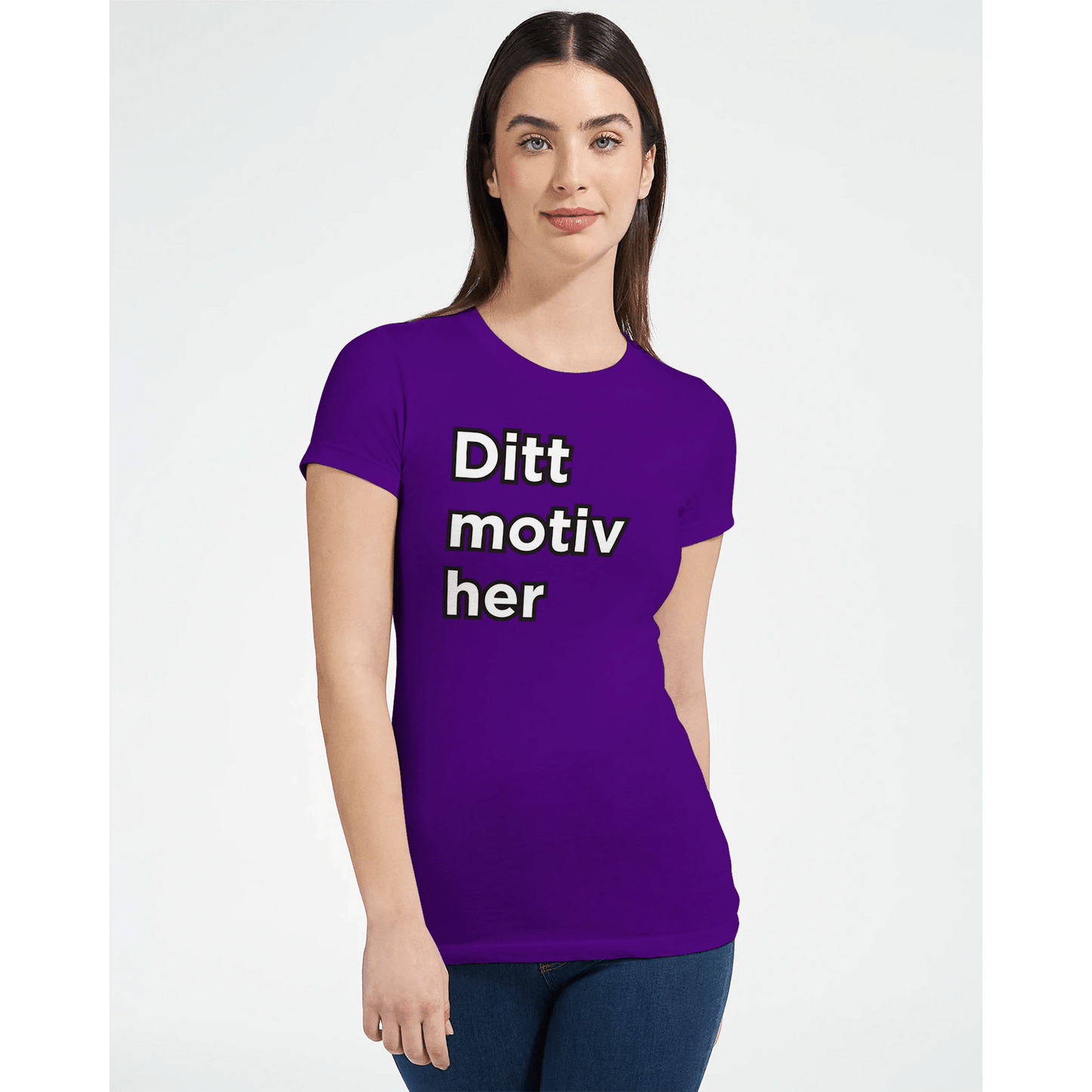 Design din egen t‑skjorte | Premium dame t - skjorte med figurnær passform - Print Material - Iskyns.no