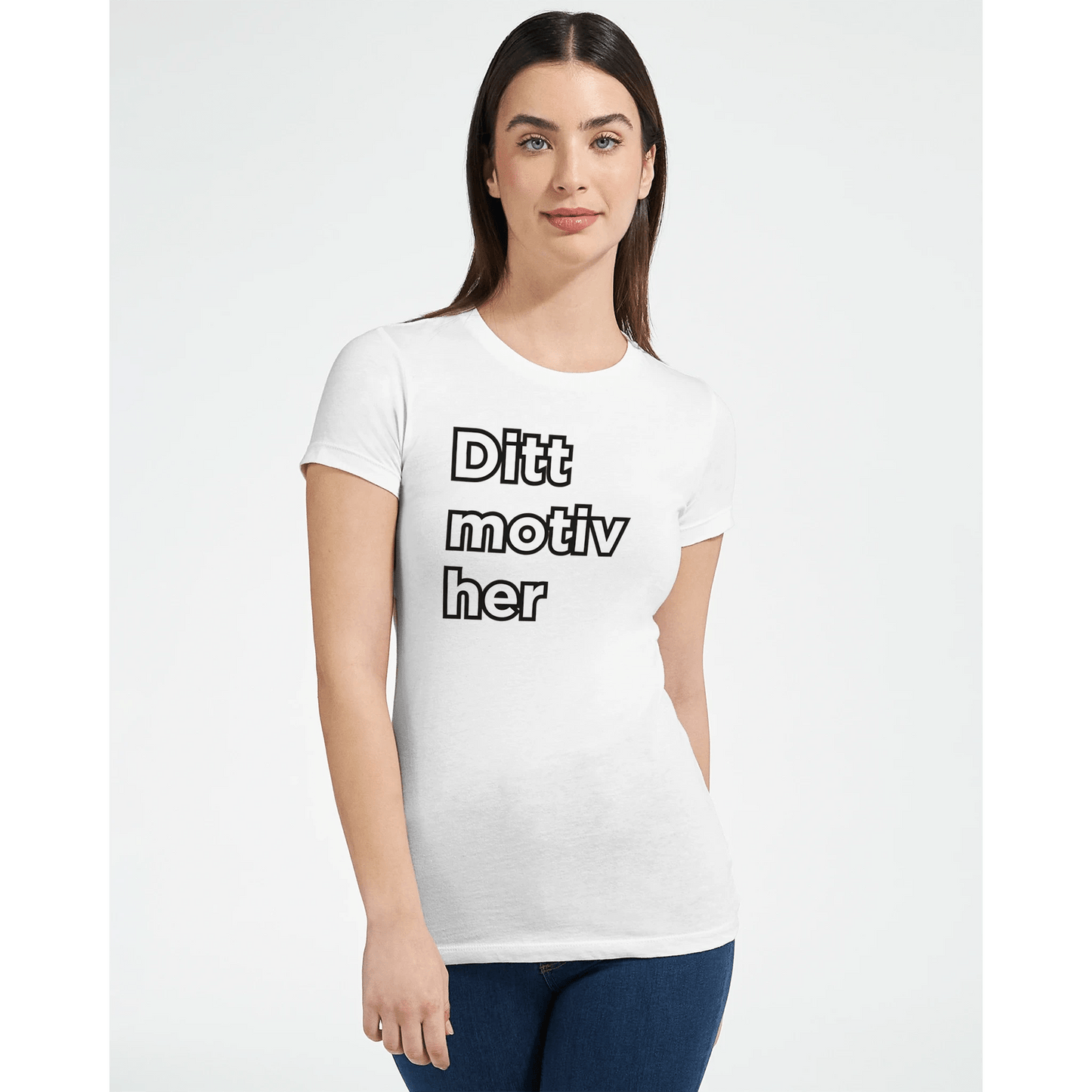 Design din egen t‑skjorte | Premium dame t - skjorte med figurnær passform - Print Material - Iskyns.no