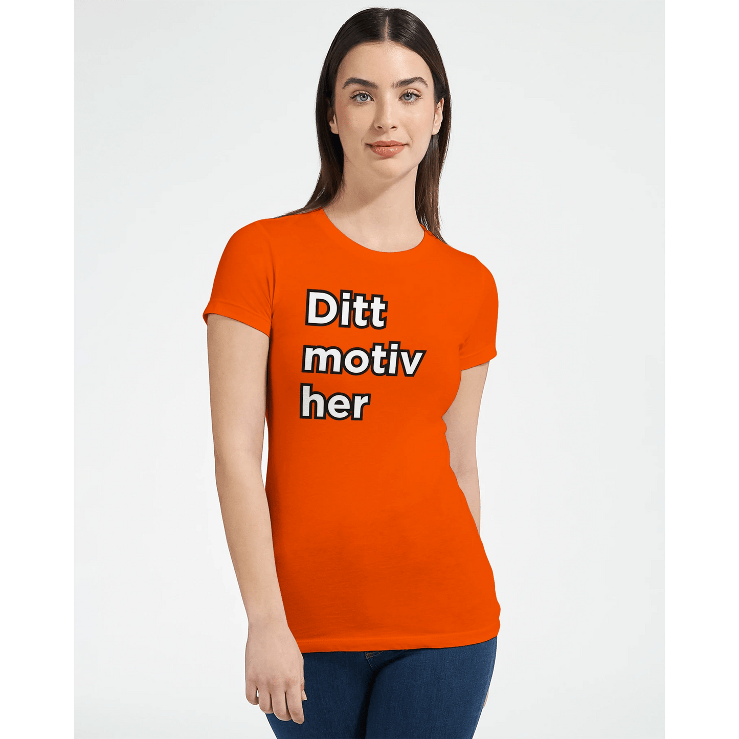 Design din egen t‑skjorte | Premium dame t - skjorte med figurnær passform - Print Material - Iskyns.no