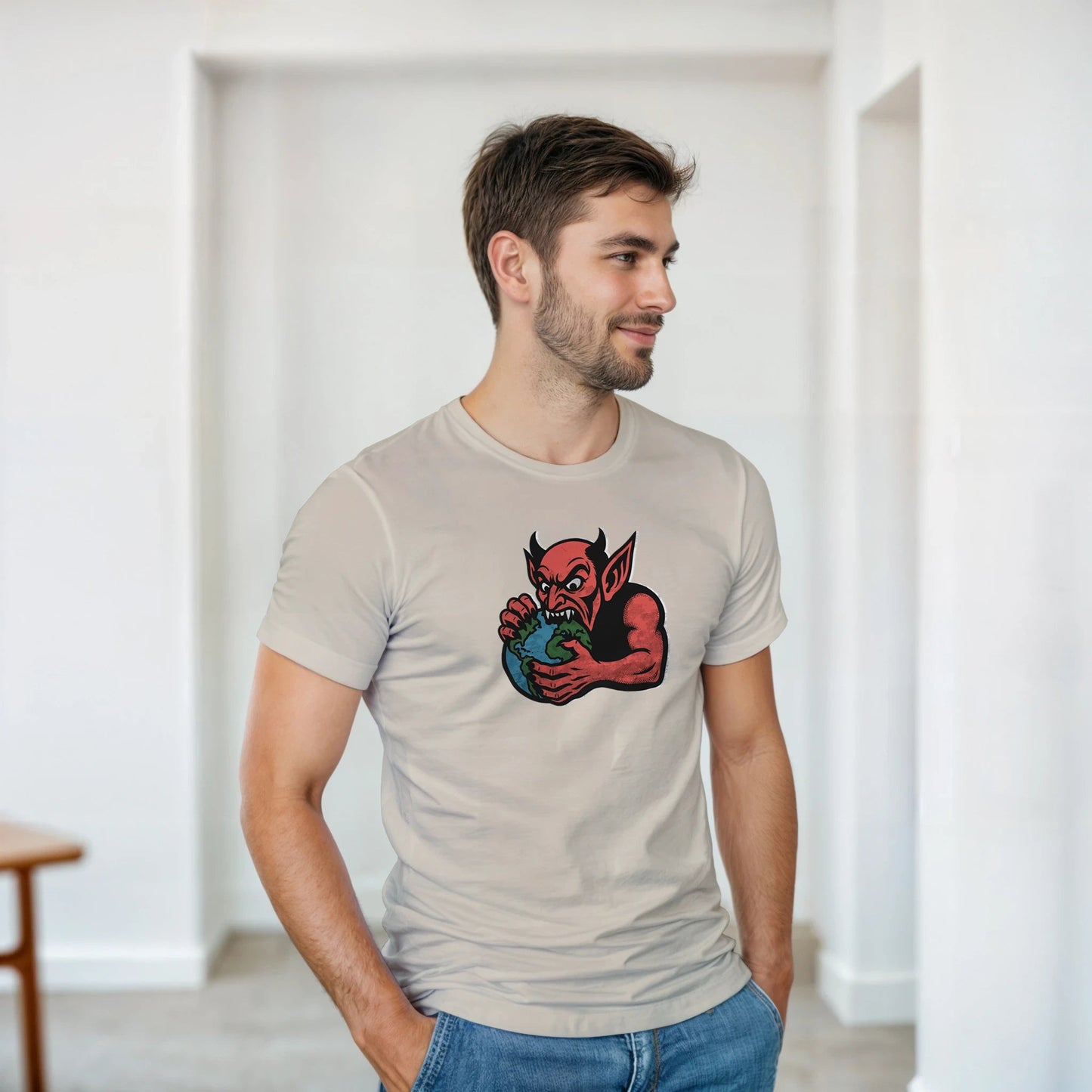 Djevel spiser jorden | Unisex t - skjorte med klassisk passform - Print Material - Iskyns.no