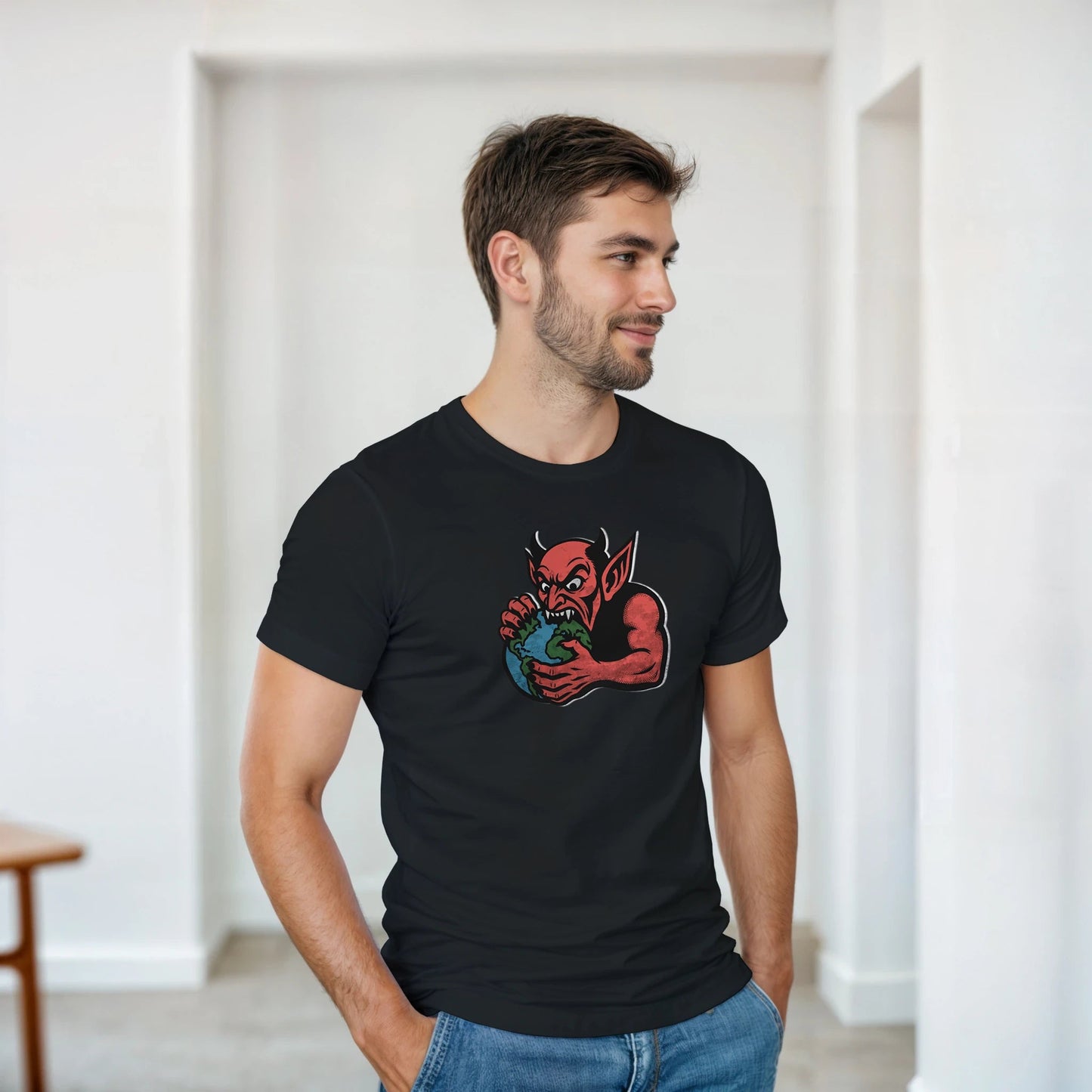 Djevel spiser jorden | Unisex t - skjorte med klassisk passform - Print Material - Iskyns.no