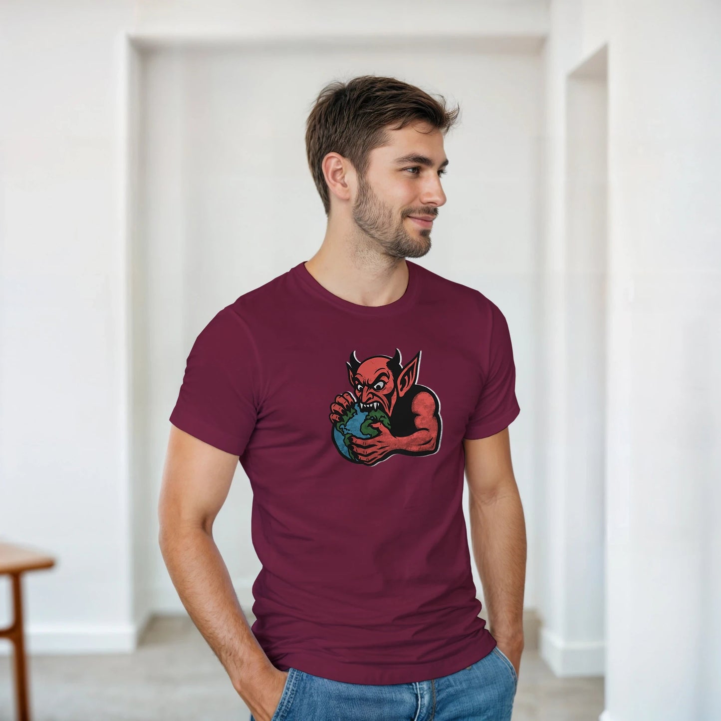Djevel spiser jorden | Unisex t - skjorte med klassisk passform - Print Material - Iskyns.no