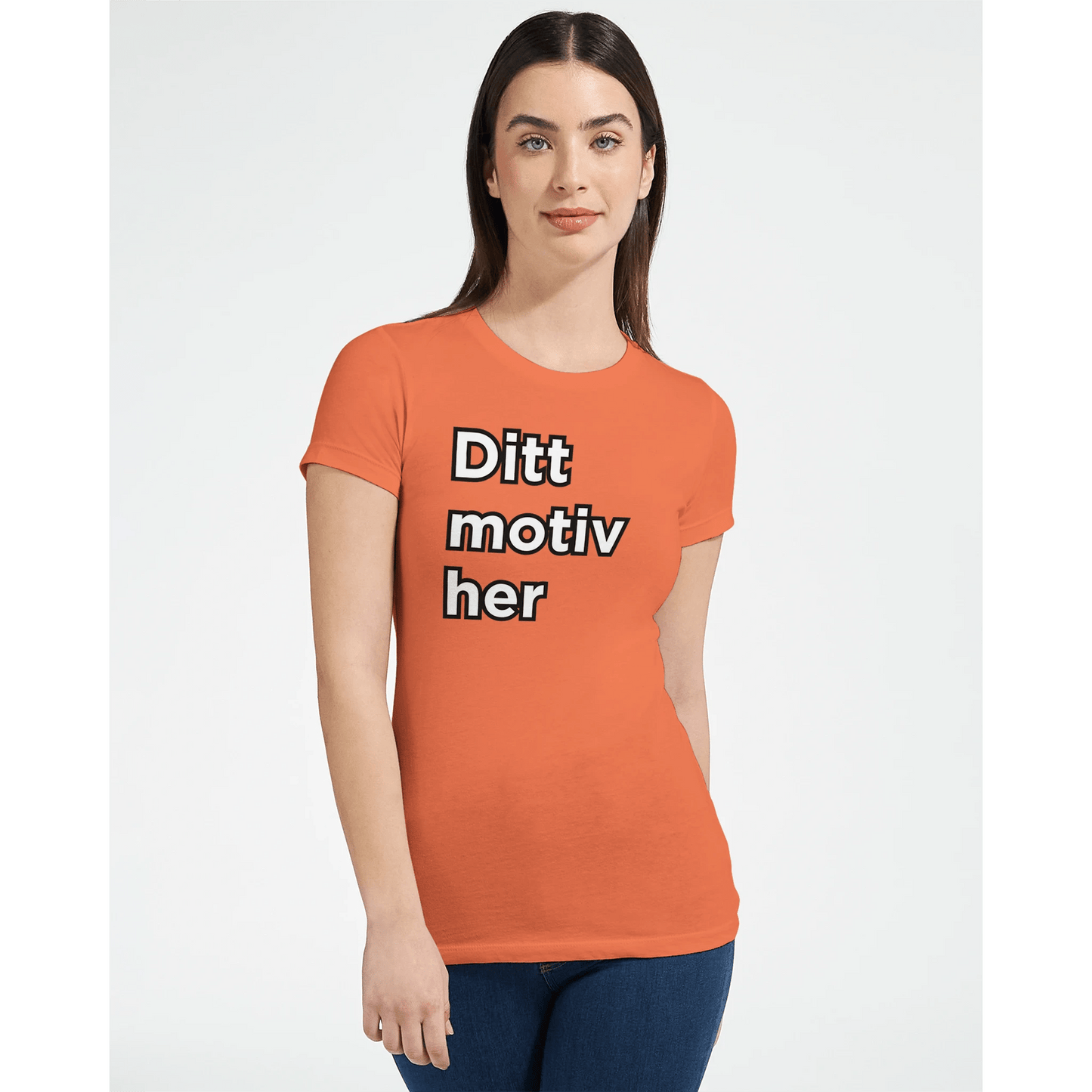 Design din egen t‑skjorte | Premium dame t - skjorte med figurnær passform - Print Material - Iskyns.no