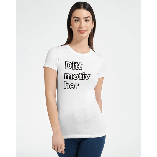 Design din egen t‑skjorte | Premium dame t - skjorte med figurnær passform - Print Material - Iskyns.no
