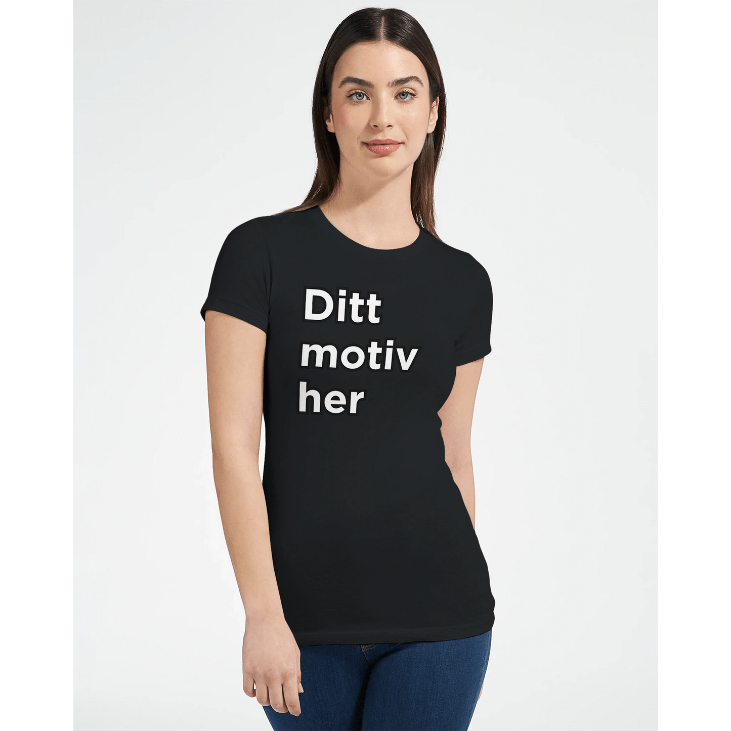 Design din egen t‑skjorte | Premium dame t - skjorte med figurnær passform - Print Material - Iskyns.no