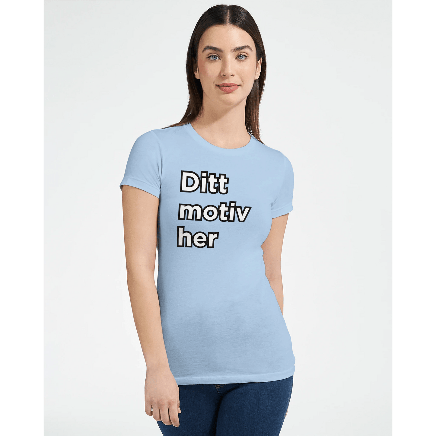Design din egen t‑skjorte | Premium dame t - skjorte med figurnær passform - Print Material - Iskyns.no