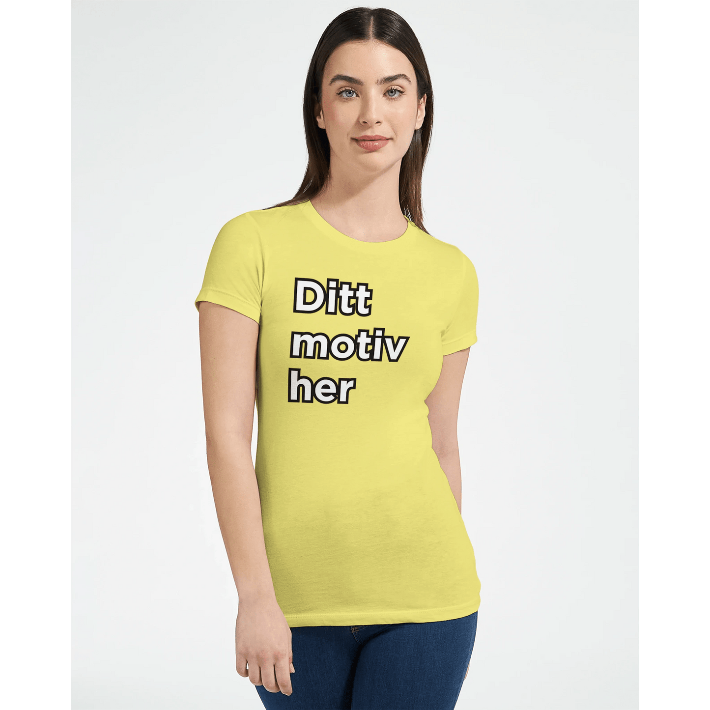 Design din egen t‑skjorte | Premium dame t - skjorte med figurnær passform - Print Material - Iskyns.no