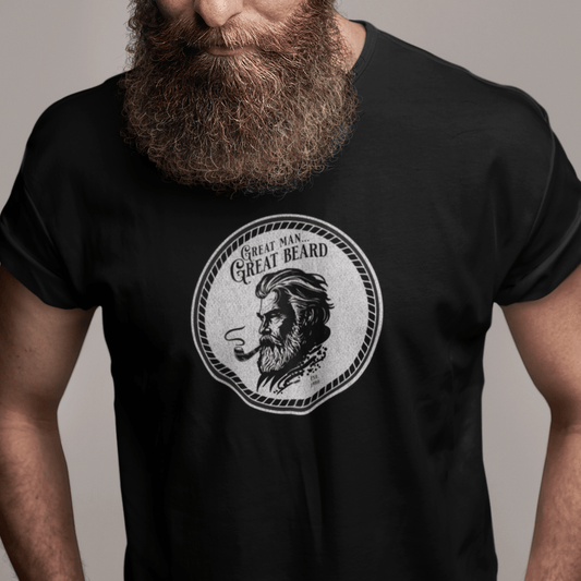 Great Man. Great Beard – Klassisk skjegg t - skjorte med stil - T-Shirt - Iskyns.no
