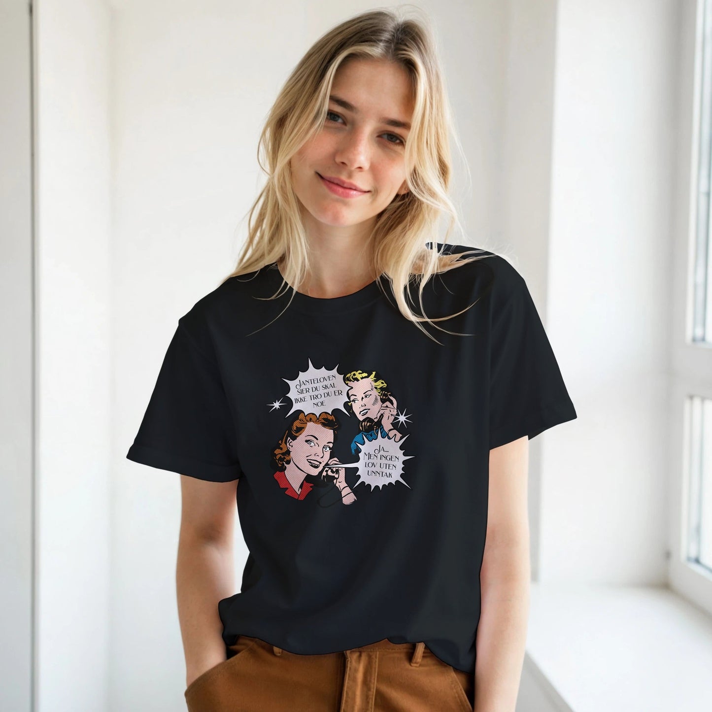 Janteloven - Ingen lov uten unntak| Unisex t - skjorte med klassisk passform - Print Material - Iskyns.no