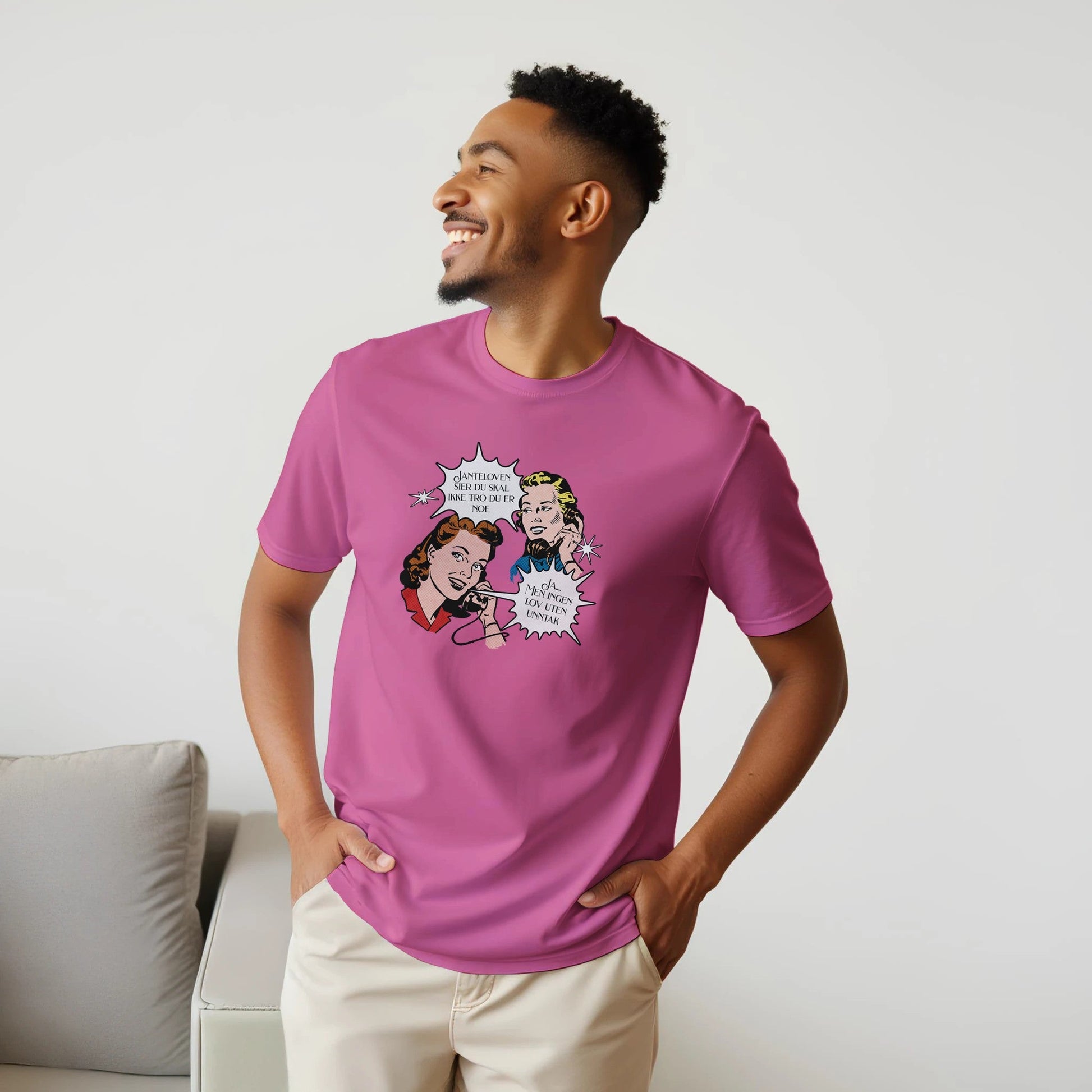 Janteloven - Ingen lov uten unntak| Unisex t - skjorte med klassisk passform - Print Material - Iskyns.no