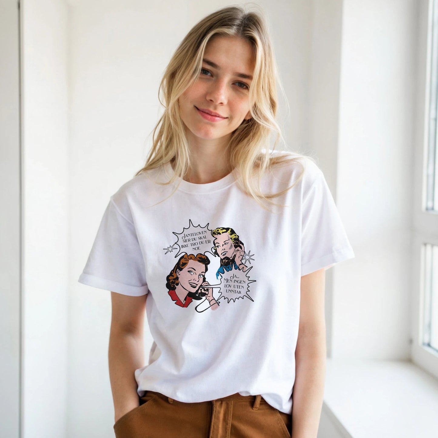 Janteloven - Ingen lov uten unntak| Unisex t - skjorte med klassisk passform - Print Material - Iskyns.no