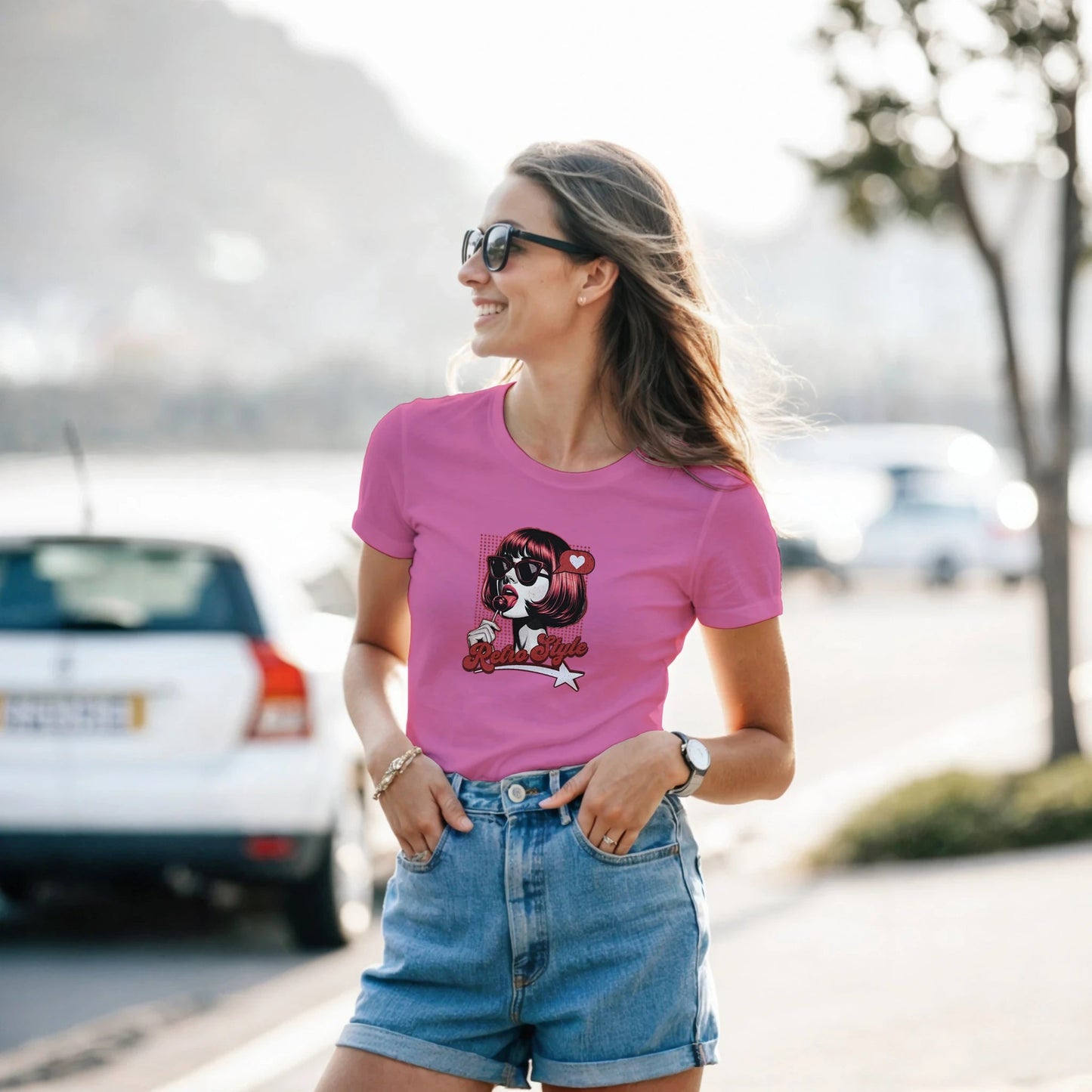 Retro Style | Dame t - skjorte med klassisk passform - Print Material - Iskyns.no